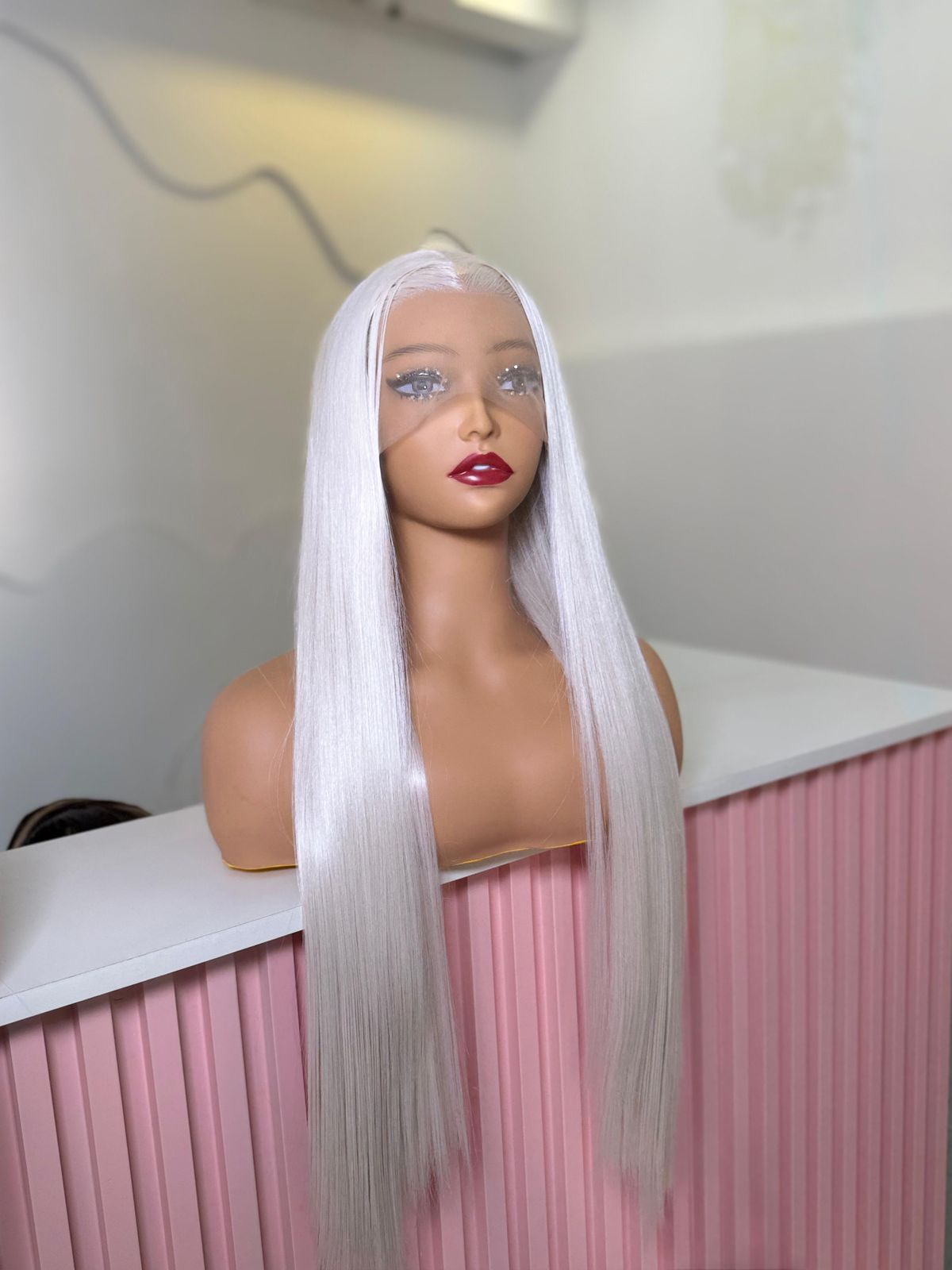 30 " HD lace straight human hair blend white